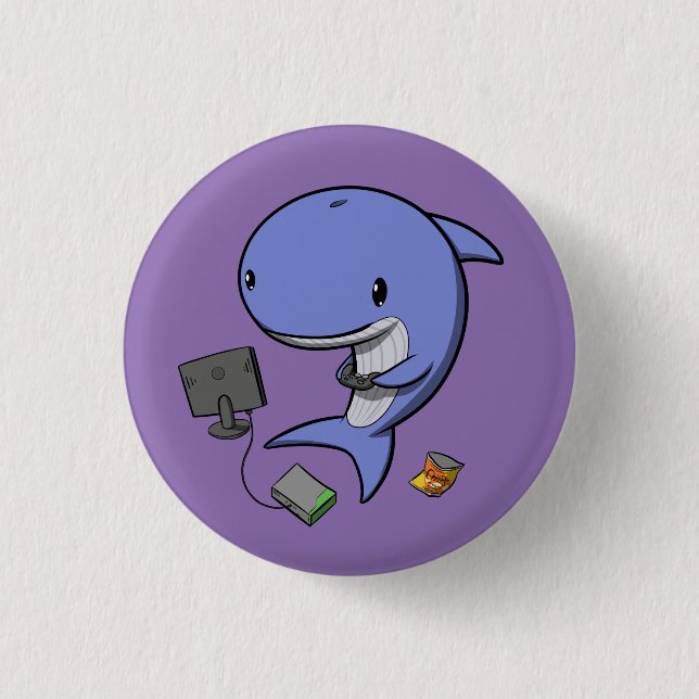 Gamer Whale 3 Cm Round Badge (Front)