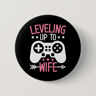 Gamer Wife Mum Levelling Up To Wife Gaming Bride A 6 Cm Round Badge
