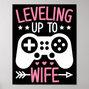 Gamer Wife Mum Levelling Up To Wife Gaming Bride A Poster