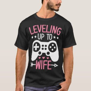 Gamer Wife Mum Levelling Up To Wife Gaming Bride A T-Shirt