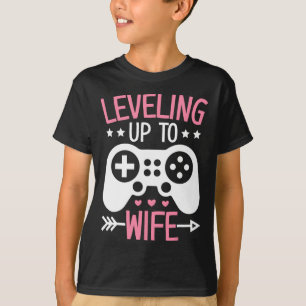 Gamer Wife Mum Levelling Up To Wife Gaming Bride A T-Shirt