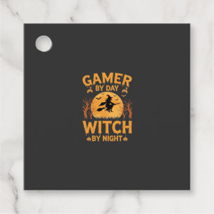 Gamer Witch Halloween Gaming Design Favour Tags