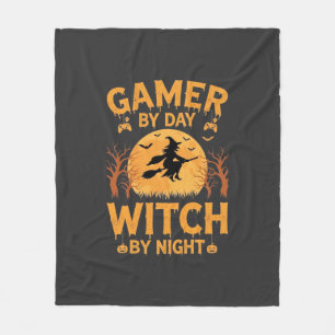 Gamer Witch Halloween Gaming Design Fleece Blanket