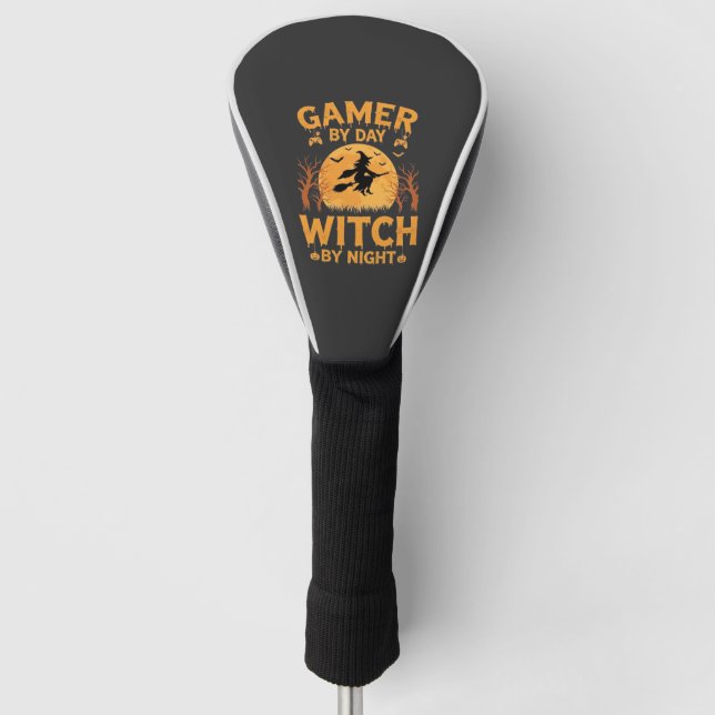 Gamer Witch Halloween Gaming Design Golf Head Cover (Front)