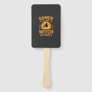 Gamer Witch Halloween Gaming Design Hand Fan