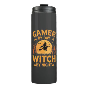 Gamer Witch Halloween Gaming Design Thermal Tumbler