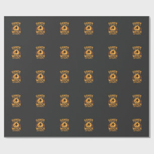 Gamer Witch Halloween Gaming Design Wrapping Paper