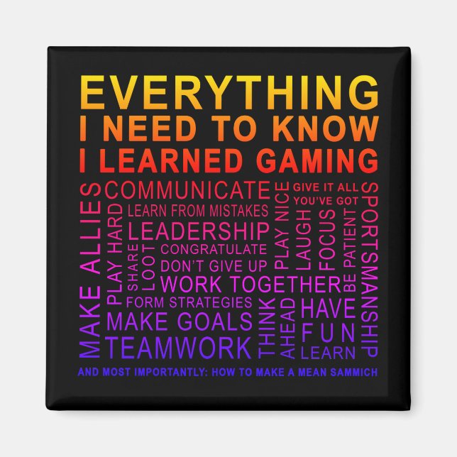 Gamer Word Cloud Wisdom Magnet (Front)