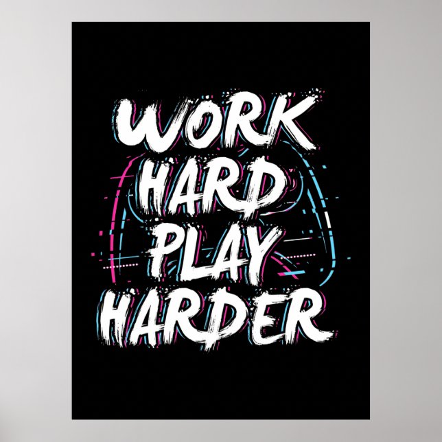 Gamer Word Hard Play Harder Poster (Front)