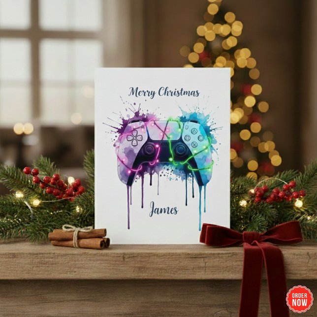 Gamer Xmas Card With Controller Custom Design (Creator Uploaded)
