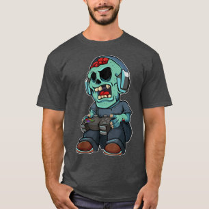 Gamer Zombie Lazy Halloween Costume Funny Gaming V T-Shirt