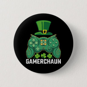 Gamerchaun Gamer Gaming Games St Patrick's Day 6 Cm Round Badge