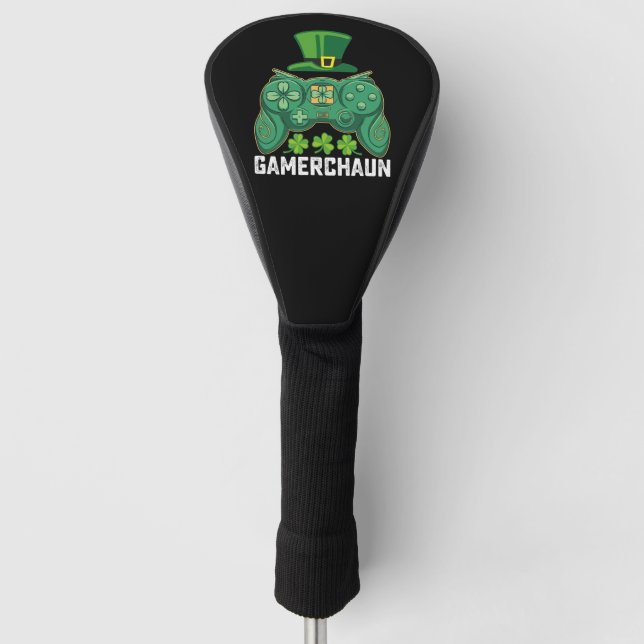 Gamerchaun Gamer Gaming Games St Patrick's Day Golf Head Cover (Front)