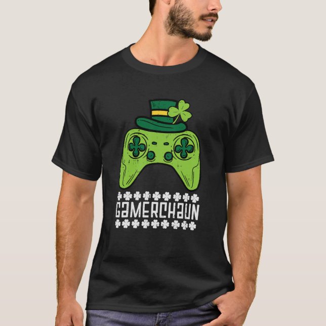 Gamerchaun Irish Gamer Paddys Men St Patrick Day B T-Shirt (Front)