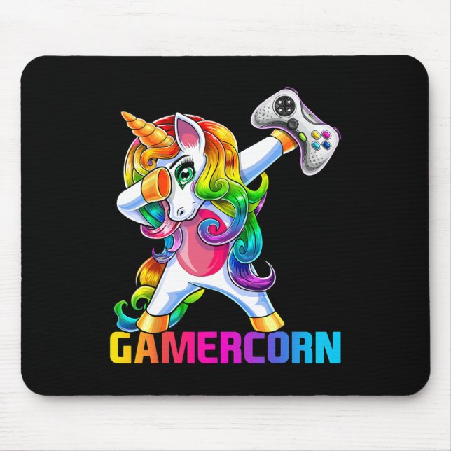 Gamercorn Dabbing Unicorn Video Game Controller Ga Mouse Pad (Front)