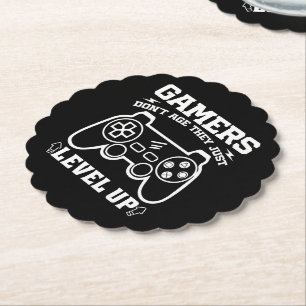 Gamers Don't Age They just Level Up Birthday Gamer Paper Coaster