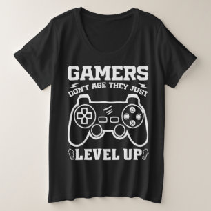 Gamers Don't Age They just Level Up Birthday Gamer Plus Size T-Shirt