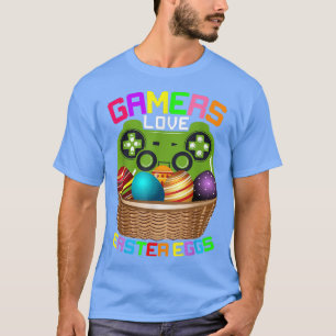 Gamers Love Easter Eggs Bunny Boys Kids Teens Men T-Shirt