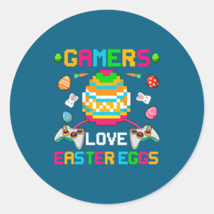 Gamers Love Easter Eggs Easter Day For Teens Boys  Classic Round Sticker