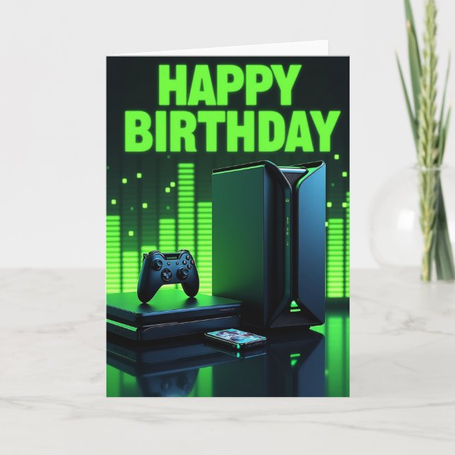 Gamers Neon Birthday Card (Front)
