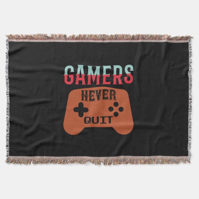 Gamers Never Quit Throw Blanket (Front)