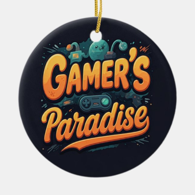 Gamer's Paradise  Ceramic Tree Decoration (Front)