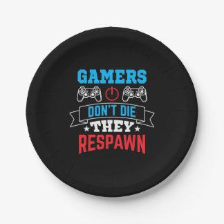 Gamers They Respawn Paper Plate