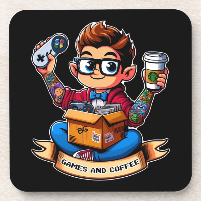 Games and coffee geek coaster (Front)