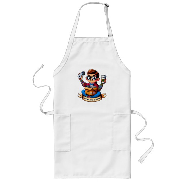 Games and coffee geek long apron (Front)