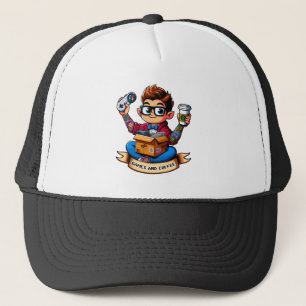 Games and coffee geek trucker hat