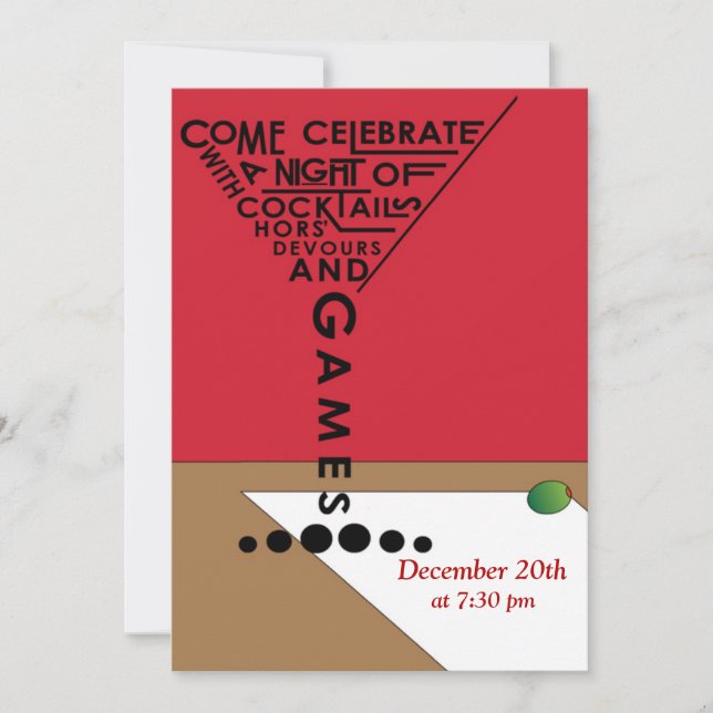 Games & Cocktails Invitation (Front)