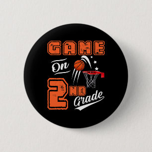 Games On Second Grade Basketball First Day Of Scho 6 Cm Round Badge