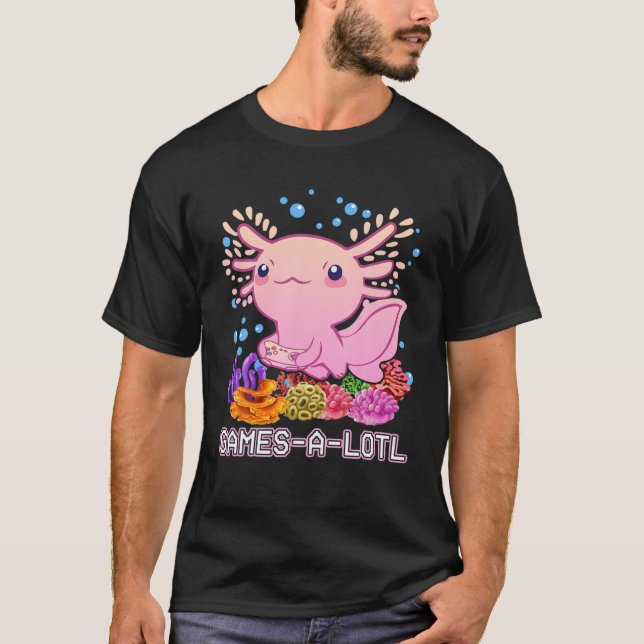 Gamesalotl Gamer Cute Axolotl Kawaii Anime Pastel T-Shirt (Front)