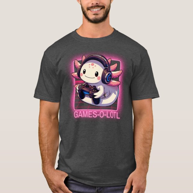 Gamesalotl Video Games Cute Kawaii Axolotl Gamer  T-Shirt (Front)