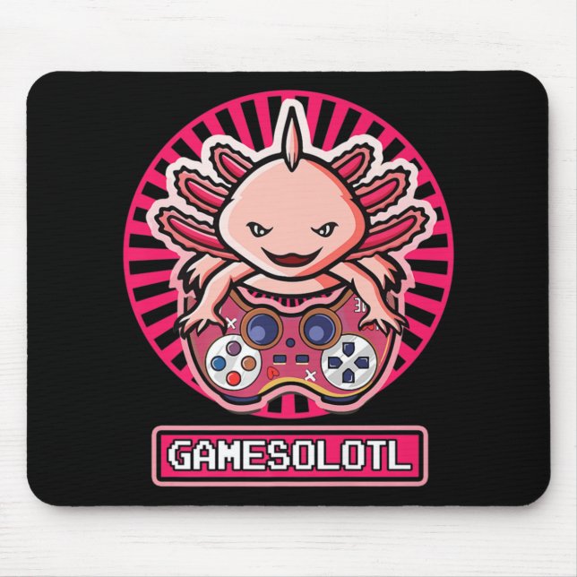 Gamesolotl Axolotl Cute Kawaii Anime Gaming Kids B Mouse Pad (Front)
