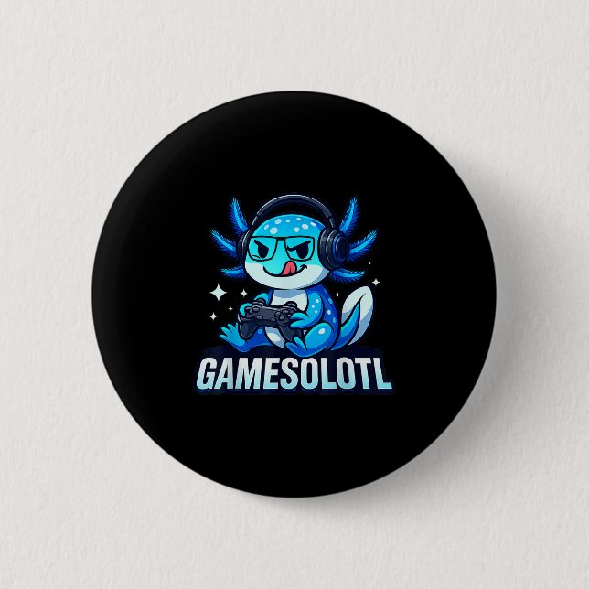 Gamesolotl Axolotl Fish Gamer Gaming Anime Video G 6 Cm Round Badge (Front)