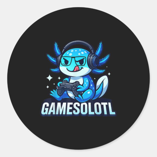 Gamesolotl Axolotl Fish Gamer Gaming Anime Video G Classic Round Sticker (Front)