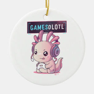 Gamesolotl - Axolotl Gamer Ceramic Tree Decoration
