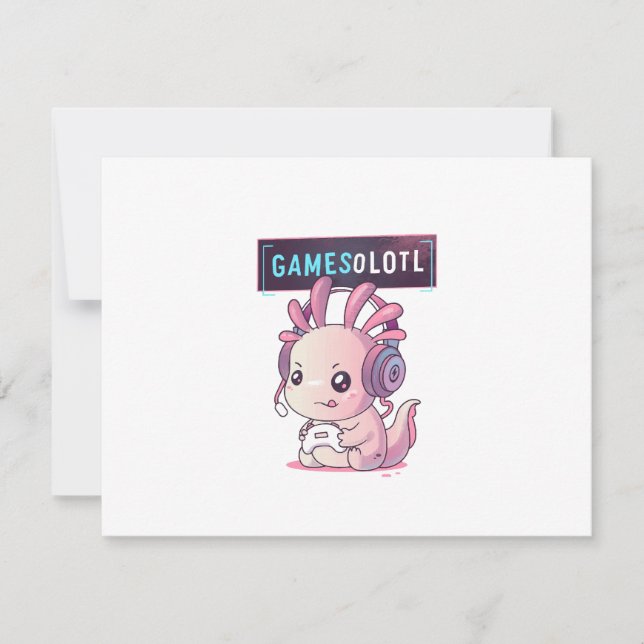 Gamesolotl - Axolotl Gamer Invitation (Front)