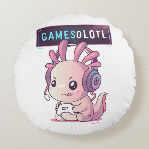 Gamesolotl - Axolotl Gamer Round Cushion