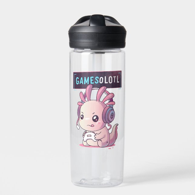 Gamesolotl - Axolotl Gamer Water Bottle (Front)