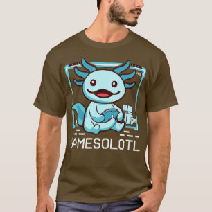 Gamesolotl Axolotl Kids Men Blue Cute Axolotl T-Shirt