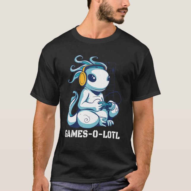 Gamesolotl Axolotl Playing Console Video Games Gam T-Shirt (Front)