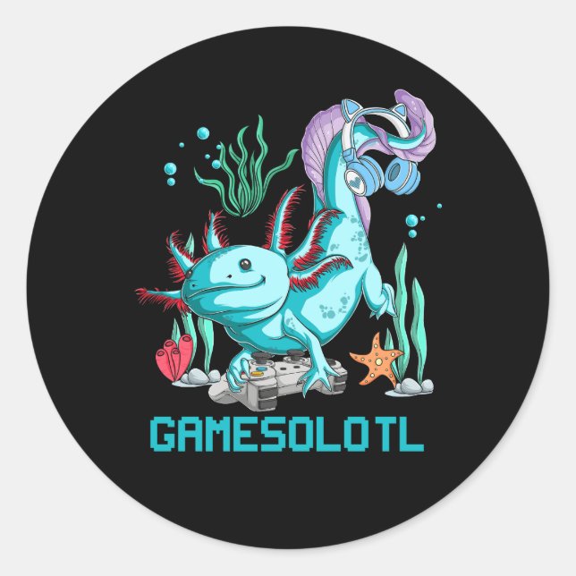 Gamesolotl Axolotl Video Game Kawaii Anime Japanes Classic Round Sticker (Front)