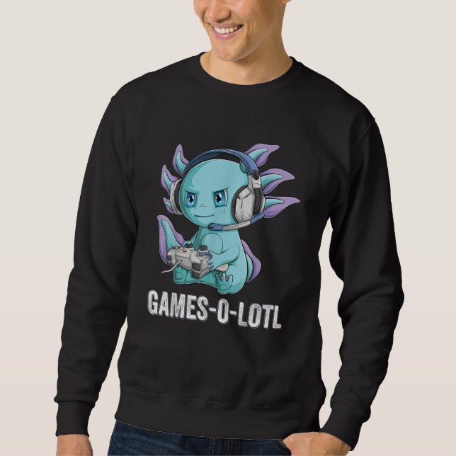 Gamesolotl Axolotl Video Gamer Kawaii Anime boys Sweatshirt (Front)