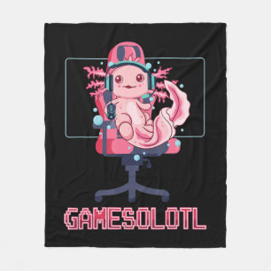 Gamesolotl Axolotl Video Gamer Kawaii Anime Gaming Fleece Blanket