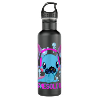 Gamesolotl Axolotl Video Gamer Kawaii Anime Gifts 710 Ml Water Bottle