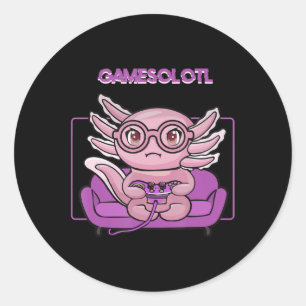 Gamesolotl Axolotl Video Gamer Kawaii Pastel Goth Classic Round Sticker