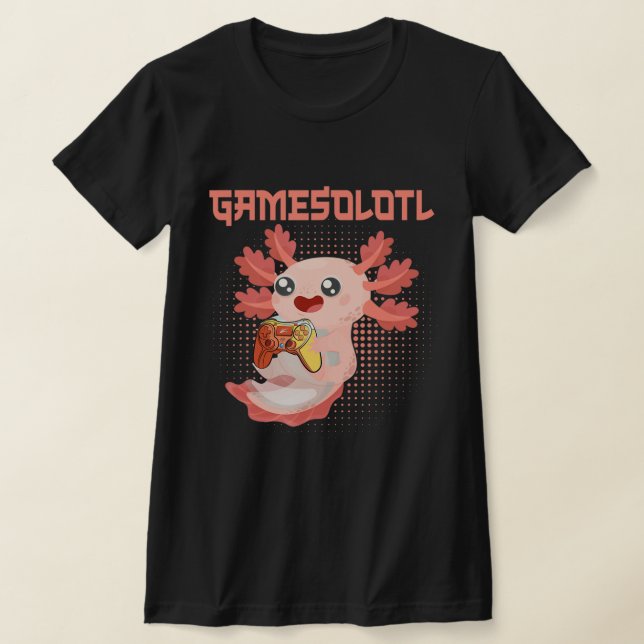 Gamesolotl Axolotl Video Gamer Kawaii Pastel Goth  T-Shirt (Laydown)