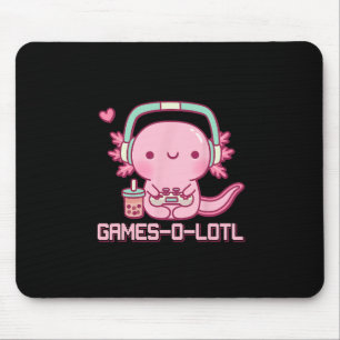 Gamesolotl Axolotl Video Games Kawaii Anime Gamer  Mouse Pad